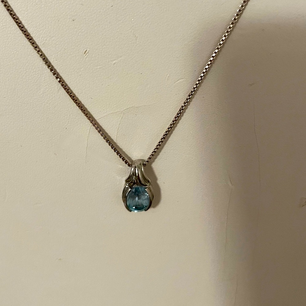 Blue topaz and silver necklace